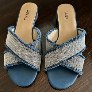 Never worn VANELI blue slides